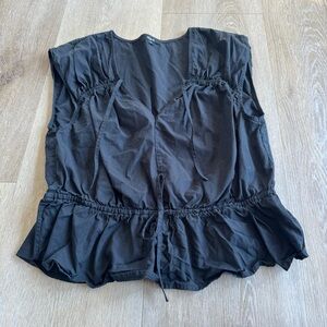 Rails Black Sleeveless Ruffle Top